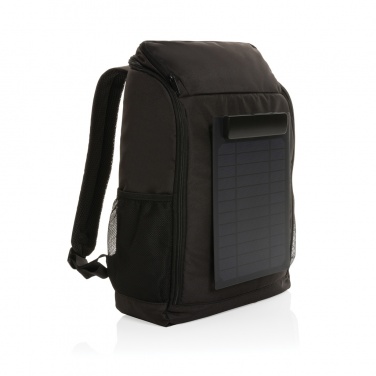 Logo trade promotional products image of: Pedro AWARE™ RPET deluxe backpack with 5W solar panel