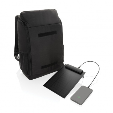 Logo trade promotional gifts image of: Pedro AWARE™ RPET deluxe backpack with 5W solar panel