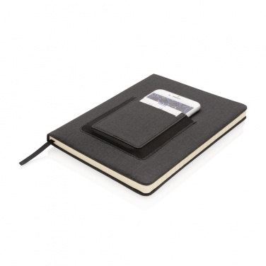 Logo trade promotional products image of: Deluxe A5 Notebook with phone pocket