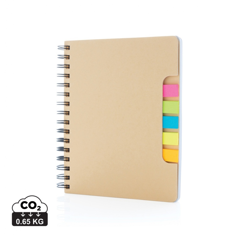 Logotrade promotional gift picture of: A5 Kraft spiral notebook with sticky notes