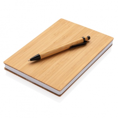 Logo trade promotional gift photo of: A5 Bamboo notebook & pen set