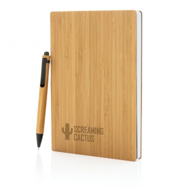 Logotrade business gift image of: A5 Bamboo notebook & pen set