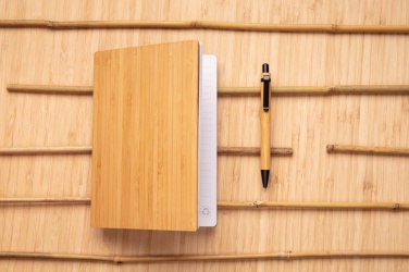 Logo trade promotional merchandise image of: A5 Bamboo notebook & pen set