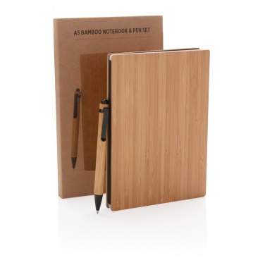 Logotrade promotional merchandise picture of: A5 Bamboo notebook & pen set