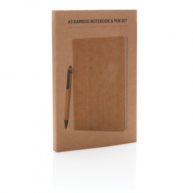 Logotrade business gift image of: A5 Bamboo notebook & pen set