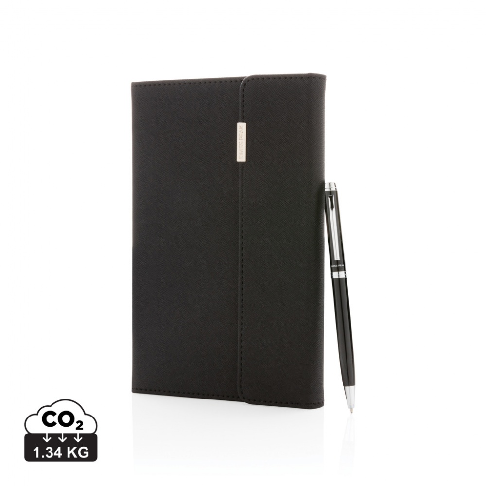 Logo trade promotional item photo of: Swiss Peak deluxe A5 notebook and pen set