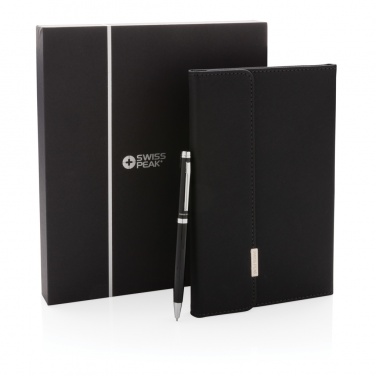 Logo trade promotional item photo of: Swiss Peak deluxe A5 notebook and pen set