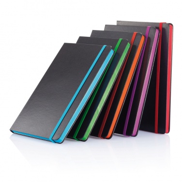 Logo trade corporate gifts image of: Deluxe hardcover A5 notebook with coloured side