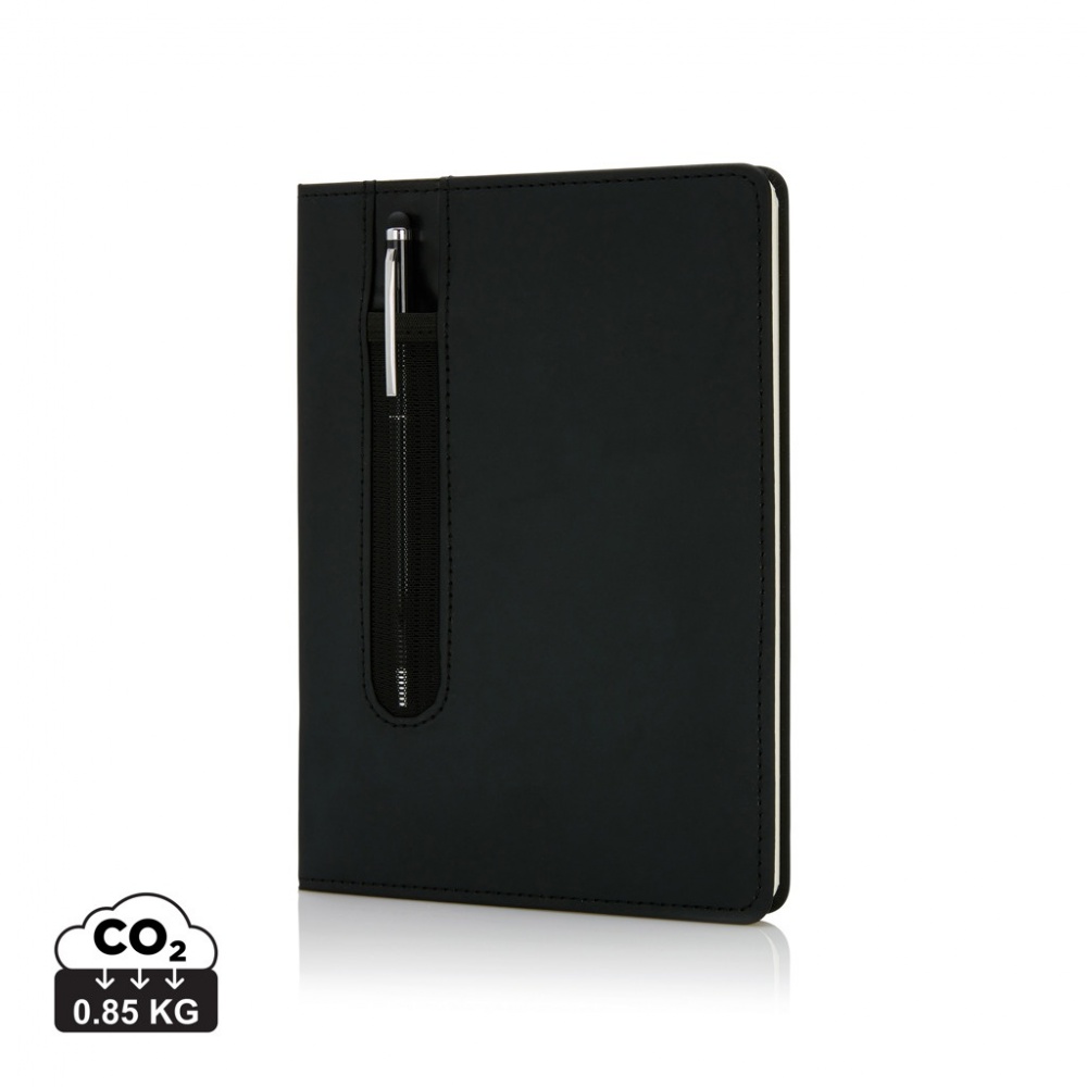 Logo trade business gift photo of: Standard hardcover PU A5 notebook with stylus pen