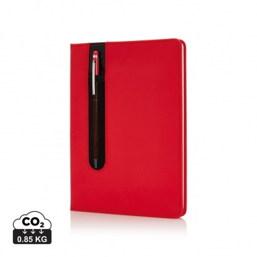 Logo trade promotional products image of: Standard hardcover PU A5 notebook with stylus pen