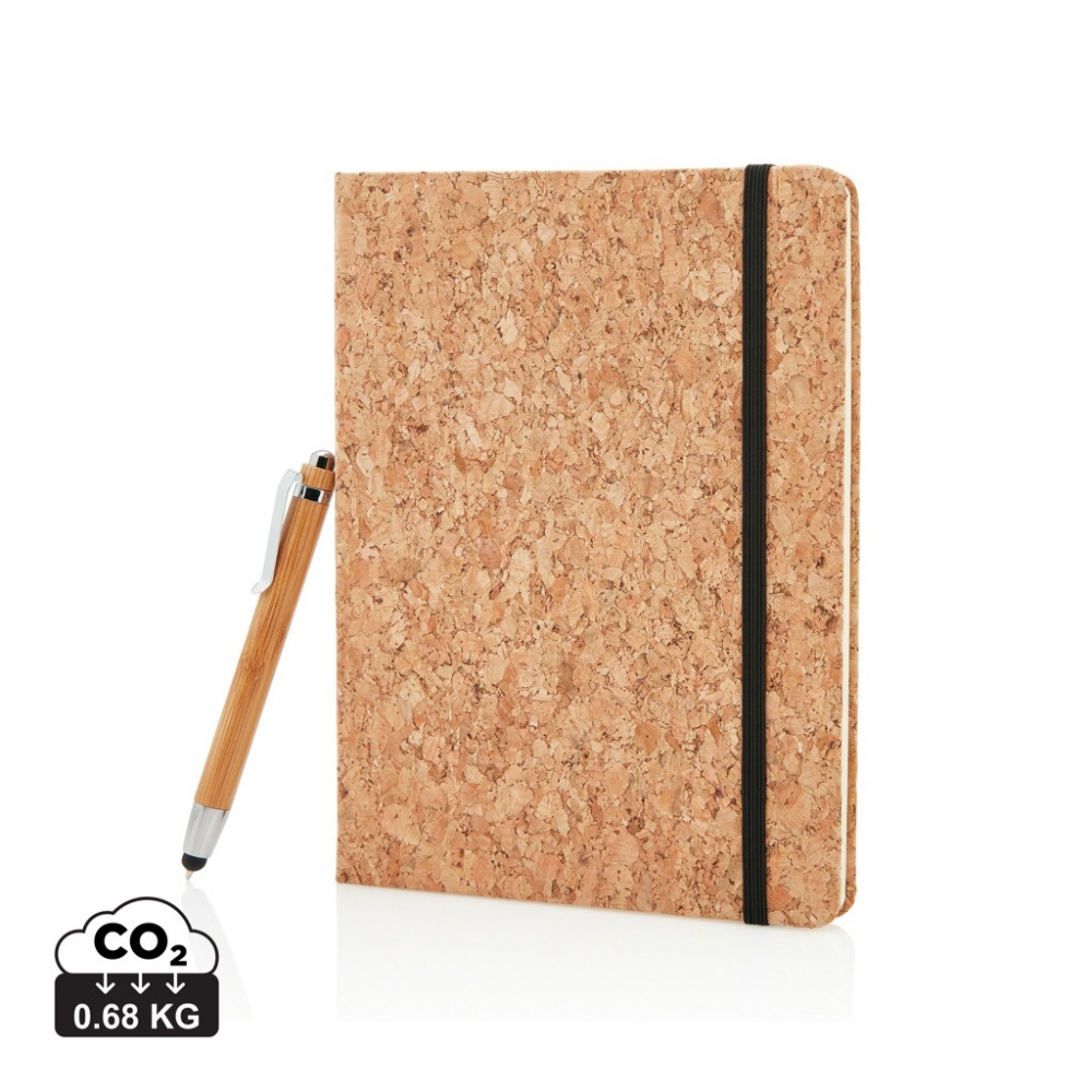 Logo trade advertising products picture of: A5 notebook with bamboo pen including stylus