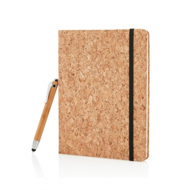 Logo trade promotional items image of: A5 notebook with bamboo pen including stylus