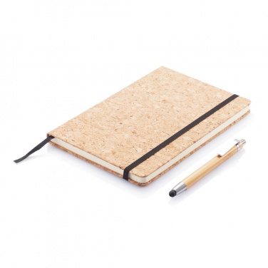 Logo trade business gifts image of: A5 notebook with bamboo pen including stylus