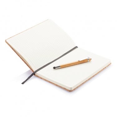 Logotrade advertising product picture of: A5 notebook with bamboo pen including stylus