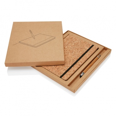 Logo trade promotional merchandise photo of: A5 notebook with bamboo pen including stylus