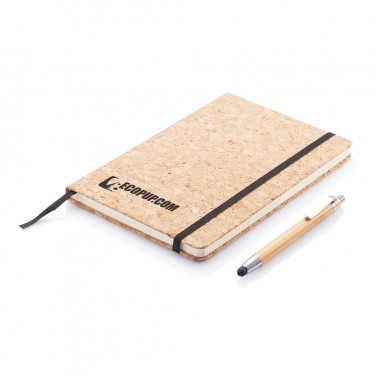 Logotrade promotional item image of: A5 notebook with bamboo pen including stylus