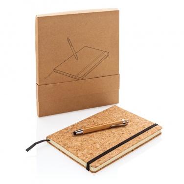 Logo trade promotional merchandise picture of: A5 notebook with bamboo pen including stylus