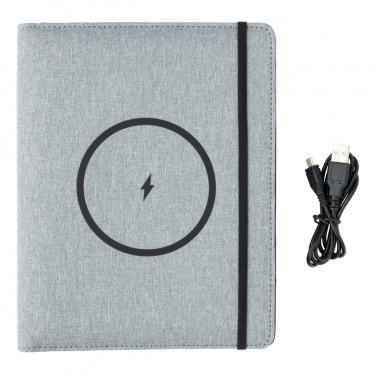 Logo trade business gifts image of: Air 5W wireless charging notebook with 5000mAh powerbank