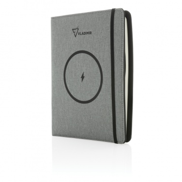 Logo trade corporate gifts image of: Air 5W wireless charging notebook with 5000mAh powerbank