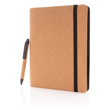 Logotrade advertising products photo of: Deluxe cork portfolio A5 with pen