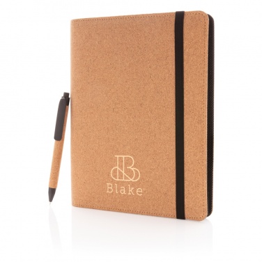 Logo trade corporate gifts picture of: Deluxe cork portfolio A5 with pen