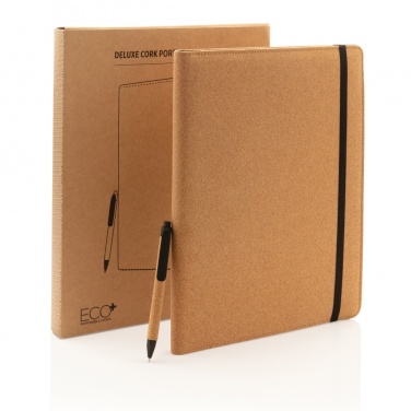 Logo trade advertising product photo of: Deluxe cork portfolio A4 with pen