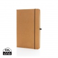 Recycled leather hardcover notebook A5, brown