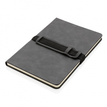 Logo trade advertising products image of: Deluxe hardcover PU notebook A5 with phone and pen holder