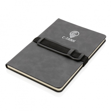 Logo trade promotional items picture of: Deluxe hardcover PU notebook A5 with phone and pen holder