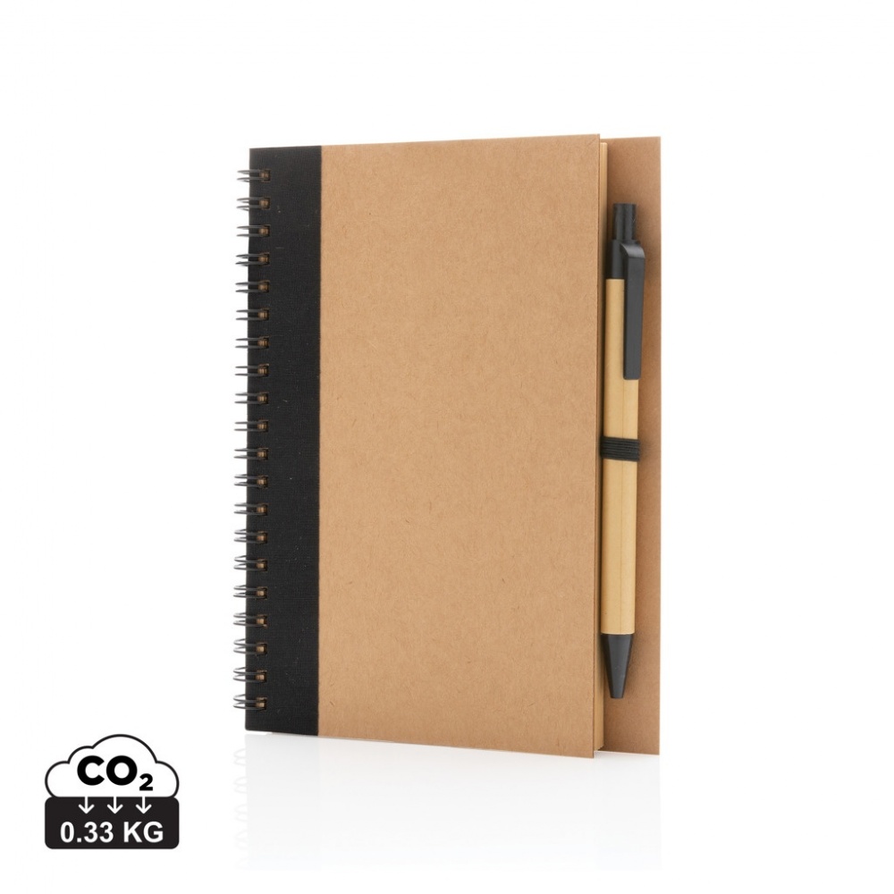 Logo trade advertising product photo of: Kraft spiral notebook with pen