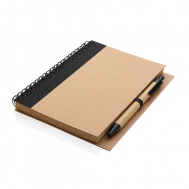 Logo trade promotional merchandise photo of: Kraft spiral notebook with pen