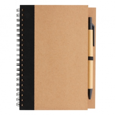 Logo trade advertising product photo of: Kraft spiral notebook with pen