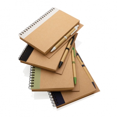 Logo trade advertising products image of: Kraft spiral notebook with pen