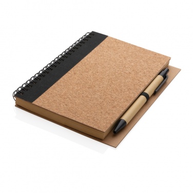 Logo trade promotional merchandise picture of: Cork spiral notebook with pen