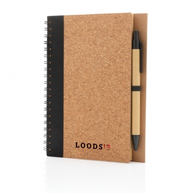 Logo trade promotional giveaways image of: Cork spiral notebook with pen