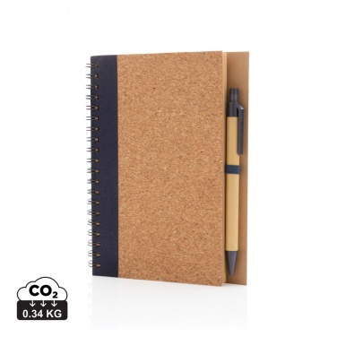 Logo trade promotional giveaways picture of: Cork spiral notebook with pen