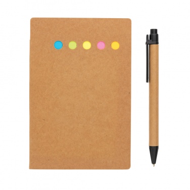 Logo trade promotional merchandise picture of: Kraft sticky notes A6 booklet with pen