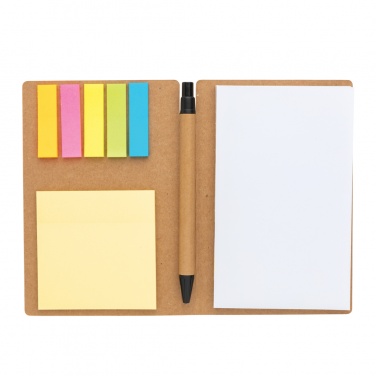 Logo trade promotional merchandise image of: Kraft sticky notes A6 booklet with pen