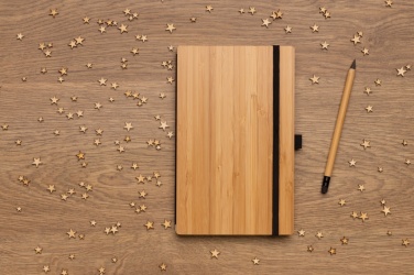 Logo trade advertising products image of: Bamboo notebook and infinity pencil set