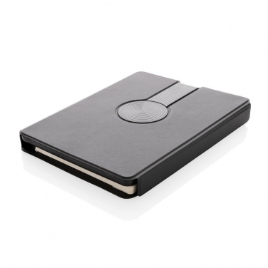 Logotrade promotional product image of: Swiss Peak RCS rePU notebook with 2-in-1 wireless charger