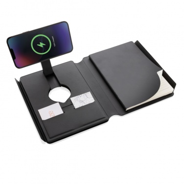 Logotrade promotional product image of: Swiss Peak RCS rePU notebook with 2-in-1 wireless charger