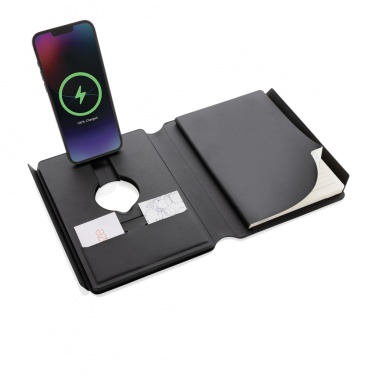 Logotrade promotional merchandise picture of: Swiss Peak RCS rePU notebook with 2-in-1 wireless charger