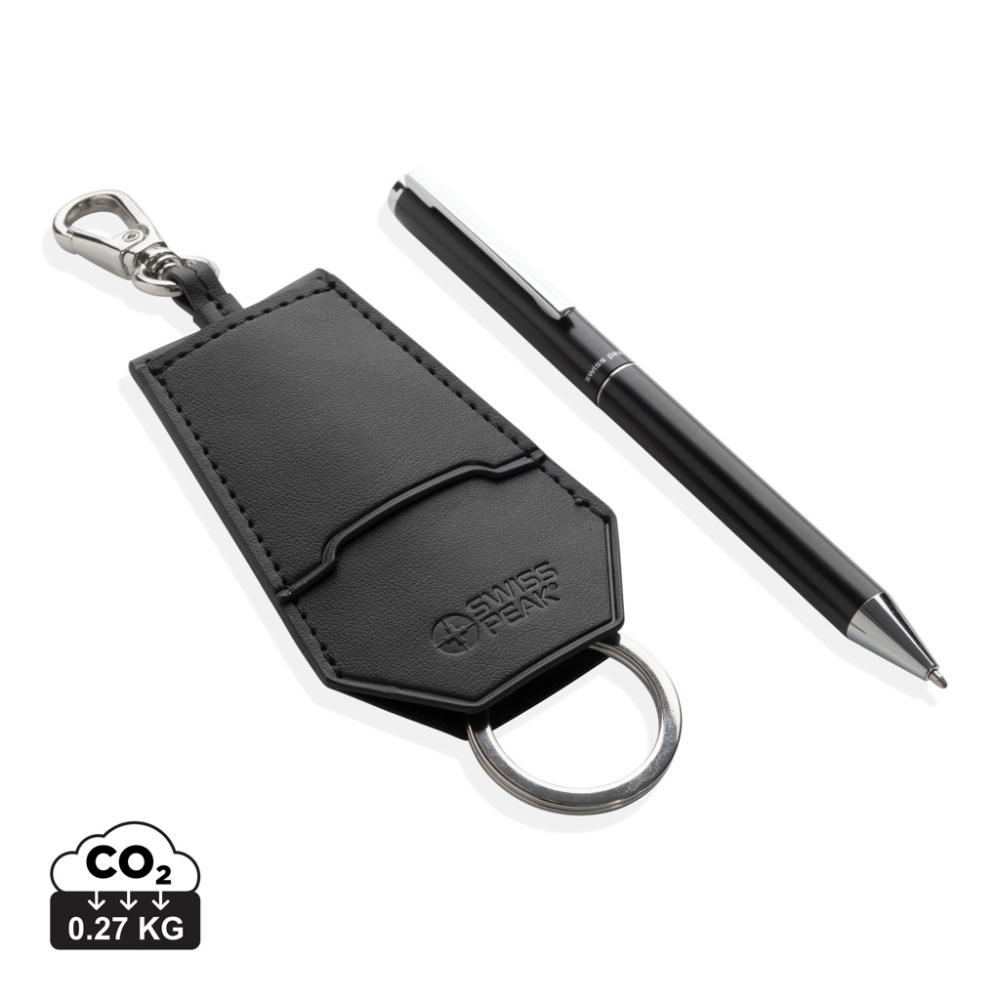 Logo trade business gifts image of: SP Tula RCS certified recycled PU key holder and pen set