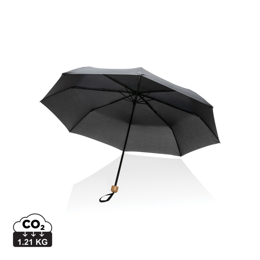 Logo trade promotional merchandise picture of: 20.5" Impact AWARE™ RPET 190T Pongee bamboo mini umbrella