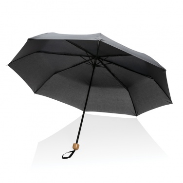 Logotrade corporate gift picture of: 20.5" Impact AWARE™ RPET 190T Pongee bamboo mini umbrella