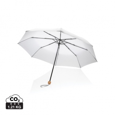 Logo trade promotional giveaways image of: 20.5" Impact AWARE™ RPET 190T Pongee bamboo mini umbrella