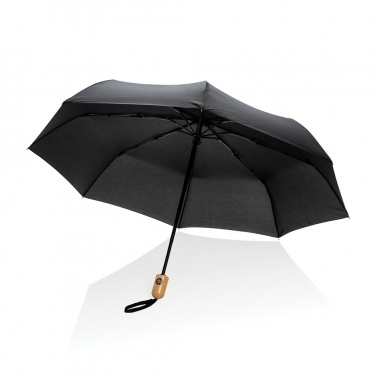 Logo trade promotional product photo of: 21" Impact AWARE™ RPET 190T bamboo auto open/close umbrella