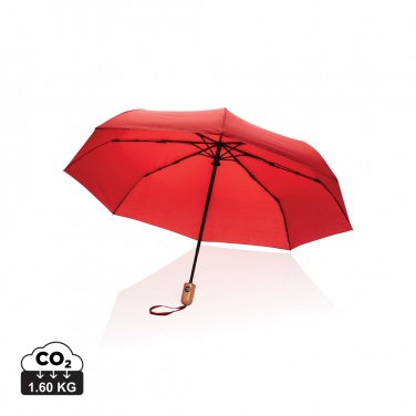 Logotrade corporate gift picture of: 21" Impact AWARE™ RPET 190T bamboo auto open/close umbrella