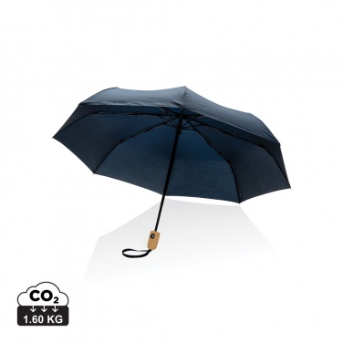 Logo trade business gift photo of: 21" Impact AWARE™ RPET 190T bamboo auto open/close umbrella