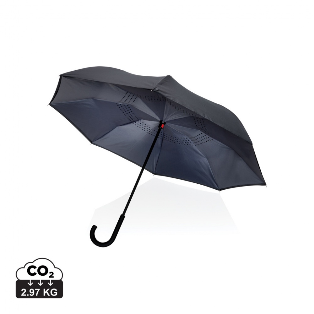 Logo trade promotional giveaways image of: 23" Impact AWARE™ RPET 190T reversible umbrella